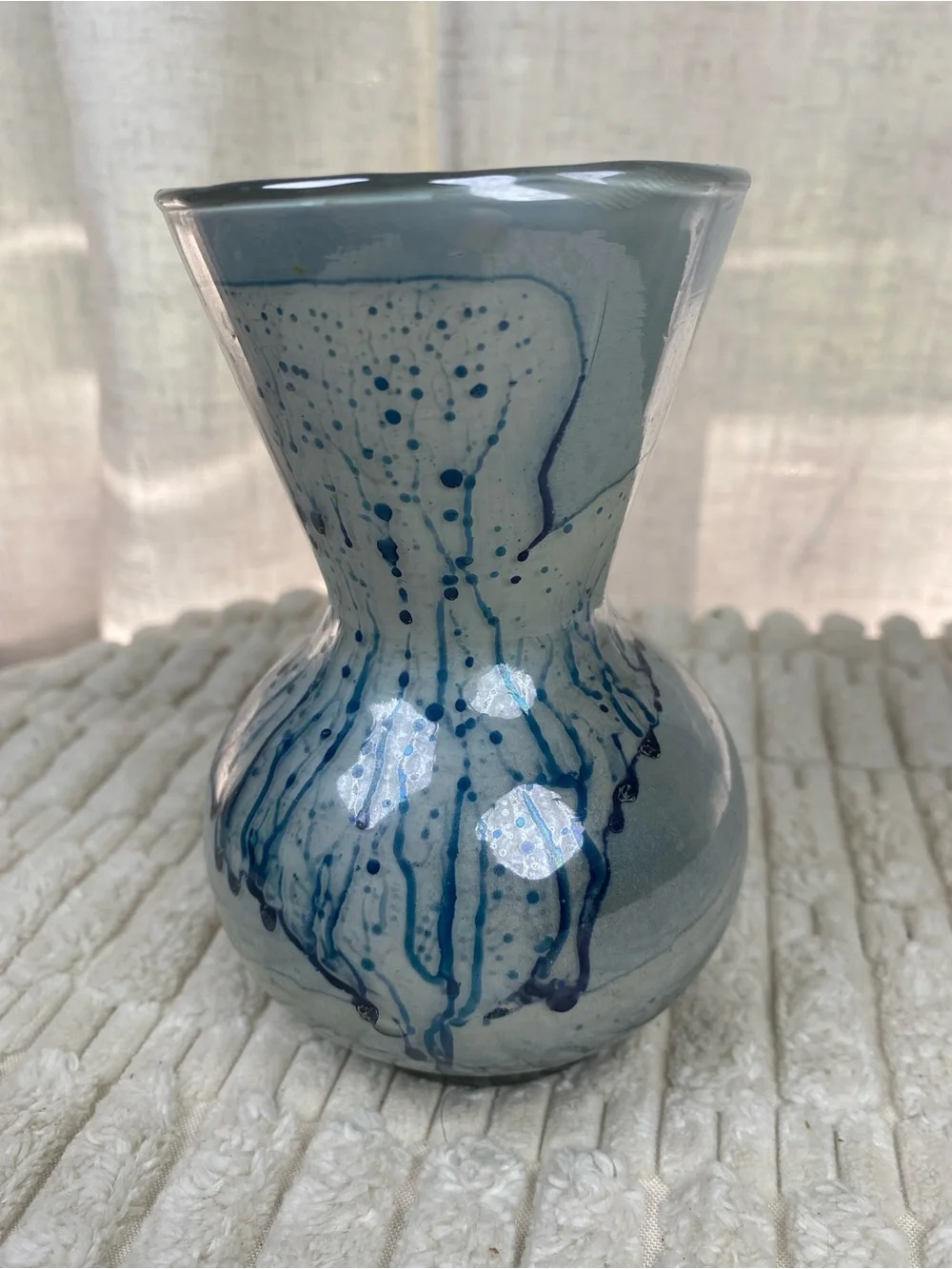 Vintage Simron (Israel) Hand Painted Art Glass Gourd Vase